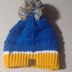 C.C Womens Vibrant Blue and Gold Beanie